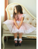 Lace Sleeve Pink Flower Girl Dress